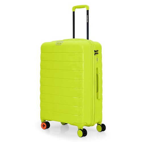 Nasher Miles Vienna Hard-Sided Polypropylene Check-in Luggage 24 inch | 65cm | 8 Wheels Medium Trolley Bag for Travel | Suitcase (Neon Lime)