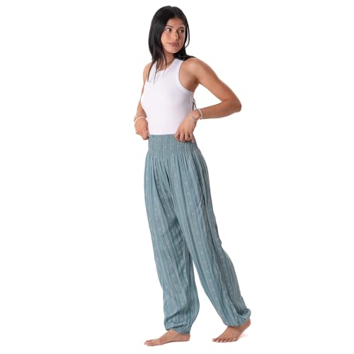 Image of Lotus and Luna Women's Harem Pants Thai Pants for Beach & Lounge High Waisted Flowy Boho Pants Genie Pants Yoga Pants