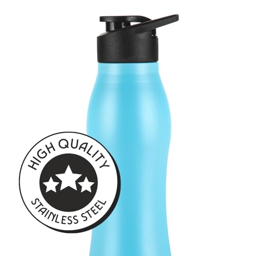 Image of Borosil 950 ml Hydra Grip Go Stainless Steel Water Bottle | ISI Certified, Made in India | Single Wall, Leakproof| Bottle for Office, School, College & Gym | 1 Year Warranty (1, Blue)