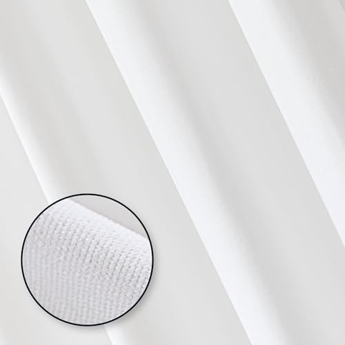 Image of Amazon Basics Chenille Room Darkening Curtains, Light Filtering Window Drapes for Bedroom and Living Room, 2-Panel Set with Grommets, 52 inch W x 95 inch L, White Diamond