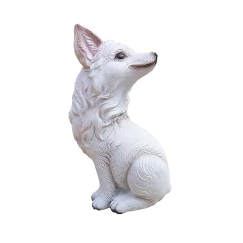 Kuntesetty Charming Fox Statue for Outdoor Home Decor, Looking Back White