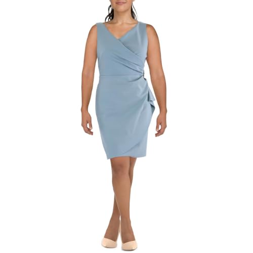 Image of Alex Evenings Women's Slimming Short Ruched Dress with Ruffle (Petite and Regular)