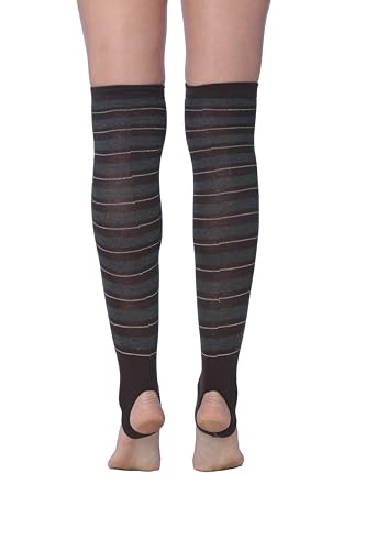 Image of Tipi Toe Women's Stirrup Yoga Socks, Lightweight Knee-High Leg Warmers, Open Heel Non-Slip Design. Ideal for Yoga & Dance