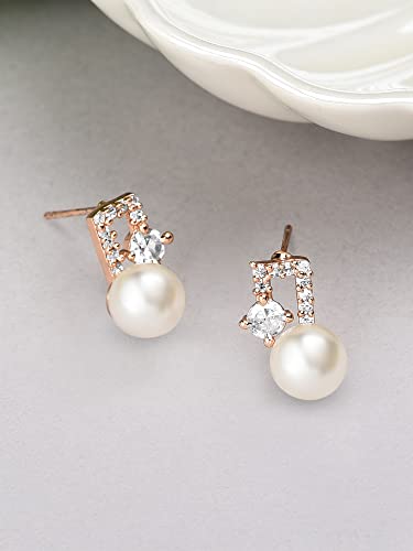 Cubic Zirconia Brass Stud Earring Women-ZPFK10392