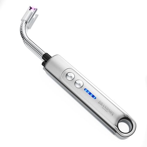 Brandson - Feuerzeug elektrisch - Stabfeuerzeug Lichtbogen mit Akku - USB aufladbar - Kaminanzünder - für Küche Kerzen Gasherde Grill Kamin - inkl....