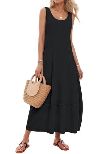 Image of WNEEDU Summer Dress for Women 2026 Sleeveless Boho Maxi Dresses Casual Scoop Neck Beach Sundress Travel Vacation Outfits
