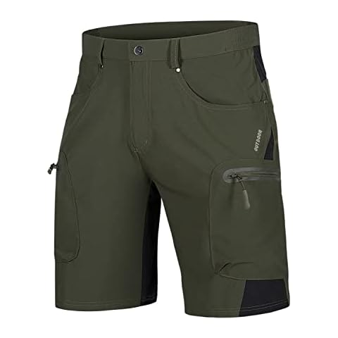 TACVASEN Mountain Biking Shorts Mens Bike Shorts Cycling Shorts Zip Pockets Bicycle Bottoms Quick Dry Gym Shorts Cycle Shorts Outdoor Walking Shorts Green Cover