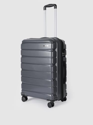 Image of TEAKWOOD LEATHERS Unisex 8 Wheels Trolley Bag, Hard Cabin with Zipper Closure, Adjustable Push Button & Cross Side Strap, Lock System 360 Degree (65 CM, Dark Grey)