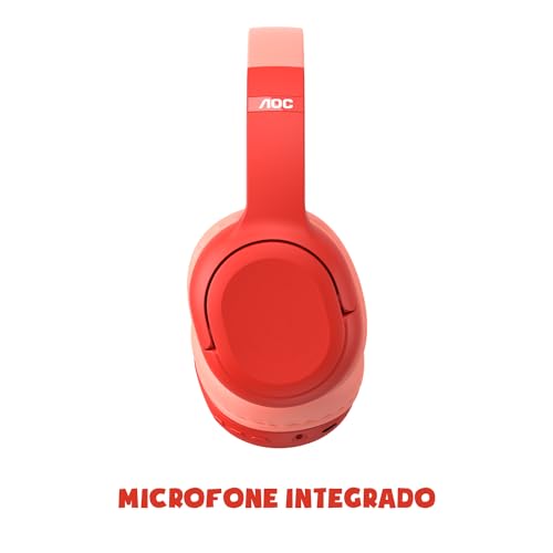 AOC - Headphone Bluetooth Luccas Neto - Gi Neto Aventureira Vermelha GI001RD/00 com adesivos para pe