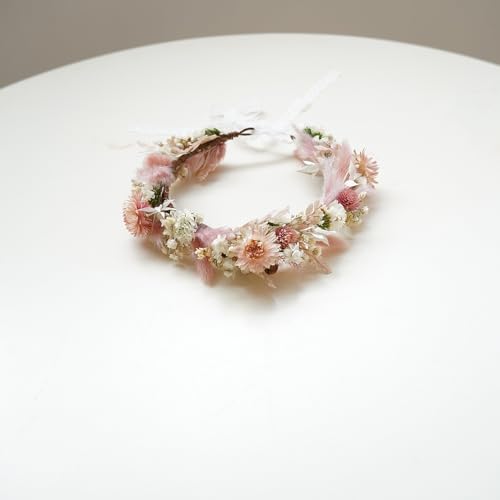 Corona de flores secas Boho para novia DXXD miniatura 7