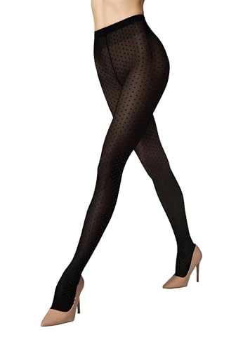 Wolford Satin Touch Dots Tights for Women 20 Denier Sheer Hosiery Pantyhose Elegant 3D Dot Design Shiny Finish Soft Waistband2
