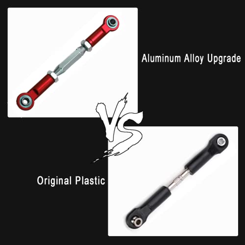 Hienolelu Adjustable Turnbuckles/Camber Link With Rod Ends Sets For 1/10 Traxxas Slash 2Wd/ 4X4 Upgrade Parts (Red) #TOP3