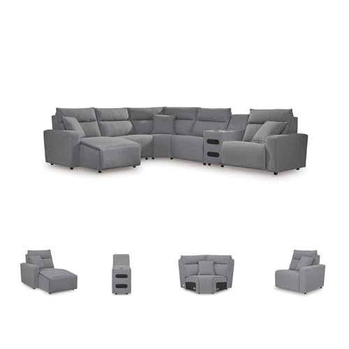 Image of Signature Design by Ashley U-Shaped Power Reclining Sectional Sofa, Gray