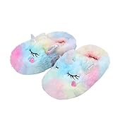 Girls Unicorn Slippers,Toddler No-Slip Cozy Soft House Slippers with Comfy Memory Foam House Shoes for Girls Bedroom Indoor Outdoor
