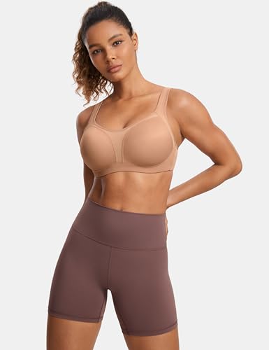 Image of SYROKAN Women's High Impact Underwire Sports Bra High Support Large Bust Padded Adjustable Straps Running Bra