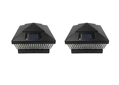 JAYXC HOME 2-Pack Solar Super Bright LED 78 Lumens Outdoor Post Cap Lights for 6x6 PVC, Vinyl, or Plastic Post (Black Finish Color)