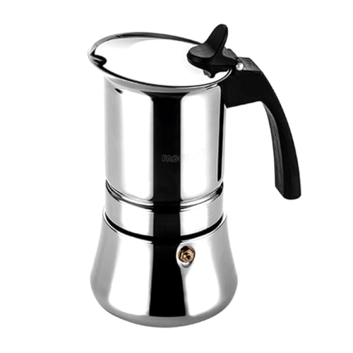 Fagor Etnica - Cafetera Italiana 4 Tazas, 200ml, Acero Inoxidable, Todo Tipo de Cocinas, Inducción, Mango Ergonómicos de Nylon, Café, Moka, Expresso