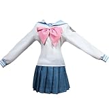 Game Cos Maizono Sayaka Cosplay Costume Party Uniform Full Set Female JK Suit (Medium) White