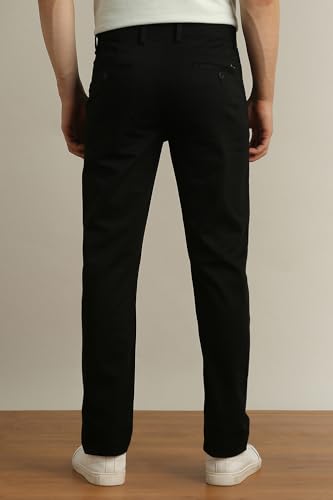Image of Peter England Men's Super Slim Fit Stretchable Cotton Satin Casual Trousers | Office Sleek & Trendy Look