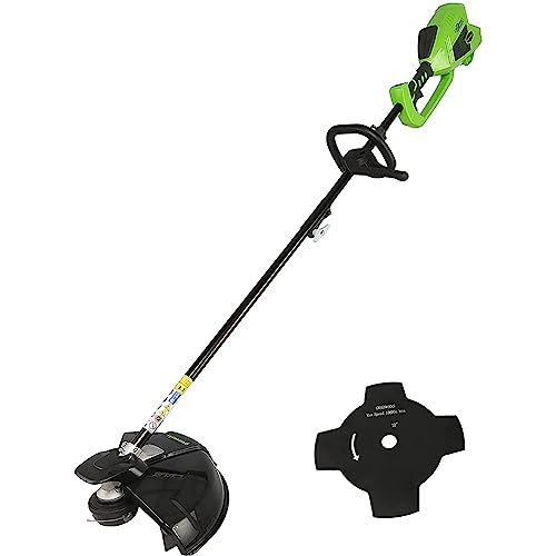 Greenworks 40V Akku Freischneider mit bürstenlosem Motor, Geschirr, verstellbarer Höhe, 40 cm Schnittbreite, 2 mm Nylonfäden oder 25 cm Klinge OHNE 40 V Akku und Ladegerät, 3 Jahre Garantie GD40BC