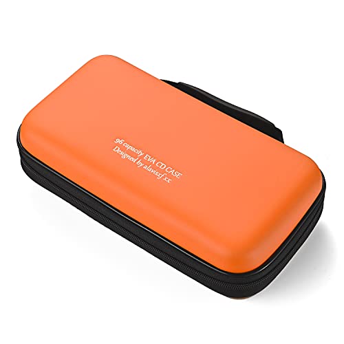 LIOVODE Estojo de DVD, estojo de CD de EVA, organizador de armazenamento, porta-carteira de DVD protetor portátil para carro, Laranja96, 96 Capacity, Caixa, portátil