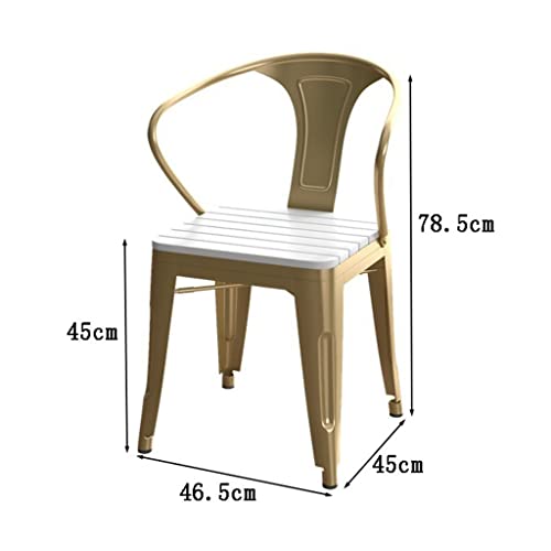Nizame 5 Pcs Indoor Outdoor Conversation Dining Set Metal Round Table And 4 Armchairs, Ps Plastic Wood Frame Chairs, For Patio, Poolside, Cafes, Bistro, Courtyard (Color : Gold, Size : 70Cm) #TOP4