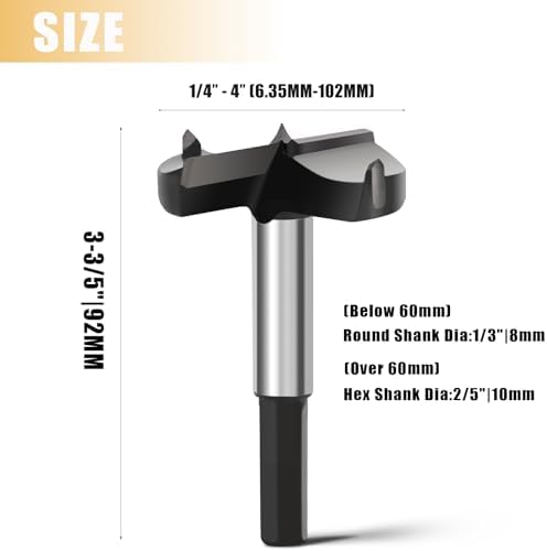 1" | 25.5mm Forstner Drill Bit,Tungsten Carbide Tipped - for Hard Wood,Soft Wood Woodworking Hinge Cutter Tool Kits for Veneered Plywood Plastic