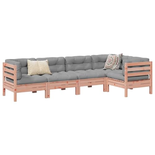 Gecheer Muebles de Jardin,Sofa Jardin Exterior,Muebles terraza y Jardin,Sofás Patio,Set de sofás jardín 5 pzas con Cojines Madera Abeto Douglas M2#