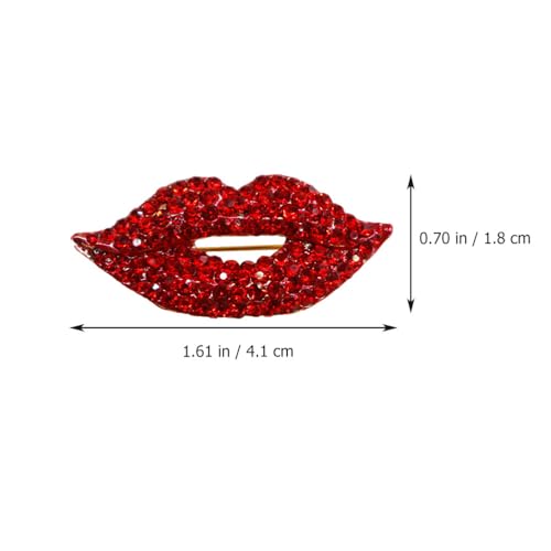 Image of KESYOO 3Pcs Red Lips Brooches for Women Rhinestone Enamel Lip Pin Set Sexy Fashion Jewelry Accessories for Party Clothes Bags 1.61X0.70X1.18In