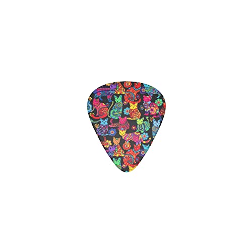 落書き猫 デザインギターピック guitar pick ティアドロップ型 エレキギター/アコースティックギター/クラシックギター/ベース等の練習に最適な12枚セット