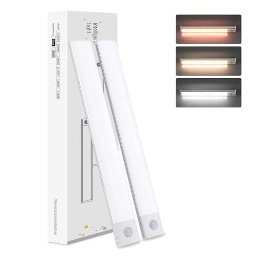 voltiorbit Under Cabinet Lights,60 LED Rechargeable Battery Operated Motion Sensor Light Indoor, 2 Pack Magnetic Dimmable Closet Lights, Wireless Under Counter Lights for Kitchen Stairs Hallway