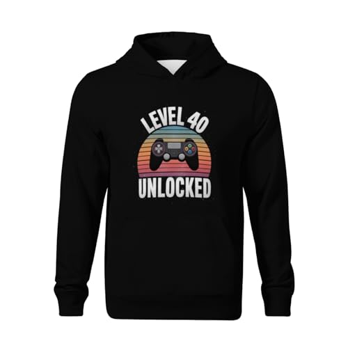 Kids Level 40 Unlocked Video Gamer 40th Birthday Gift Boys Girls Lightweight Kangaroo Pocket Fleece Hoodies2