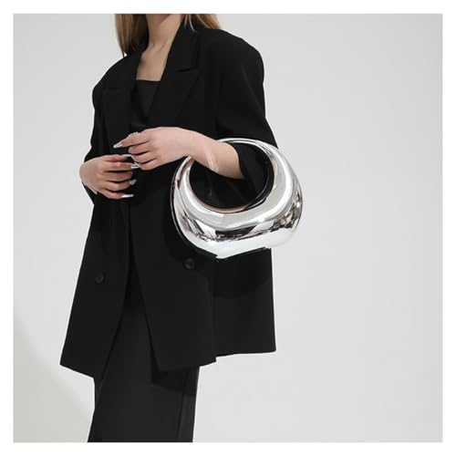 Image of Acrylic Evening Clutch Purse Top-handle Moon Hobo Bag, Elegant Marble Handbag for Wedding Cocktail Party