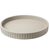 12in Decorative Tray for Coffee Table Tray Decor, Gray 100% Solid Concrete Decorative Round Tray for Kitchen...