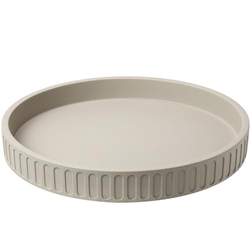 12in Decorative Tray for Coffee Table Tray Decor, Gray 100% Solid Concrete Decorative Round Tray for Kitchen, Living Room, Home Decor