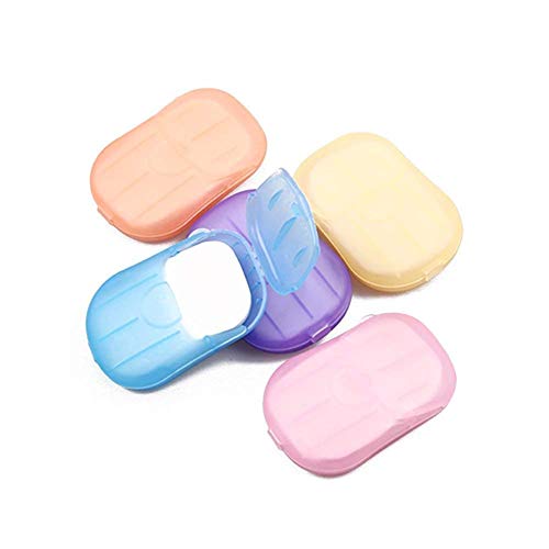 Jabones, Luggage NEWKIBOU 5 Cajas/Lote (20 Piezas/Caja) Papel de jabón desinfectante Soluble portátil con Caja de Almacenamiento,Lavado al Aire Libre Limpieza de Manos para...