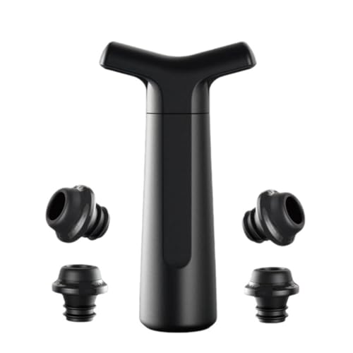Kalokairi Wine Saver - Bomba de vacío con 4 tapones, color negro, mantiene el vino fresco durante días, para vino tinto y blanco