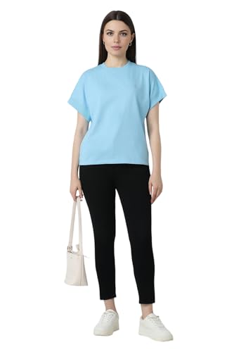 Image of Van Heusen Women's Cotton Regular Fit Half Sleeve Crew Neck Casual Regular Comfort Fit T-Shirt