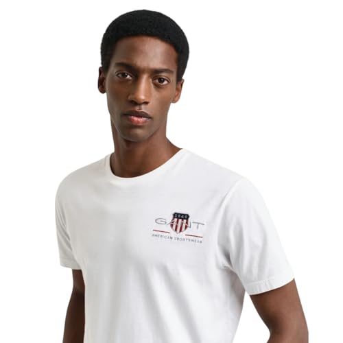 Gant Herren REG Archive Shield EMB SS T-Shirt, White, Standard – Ansicht 3