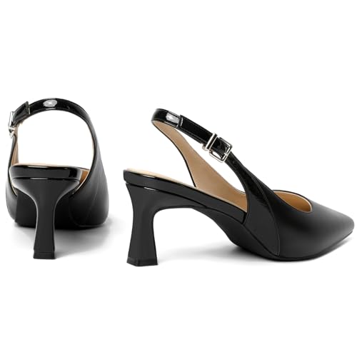 Image of Mostrin Kitten Heels for Women Slingback Pointed Closed Toe Heels Women's Pumps Shoes for Wedding, Party, Commuting