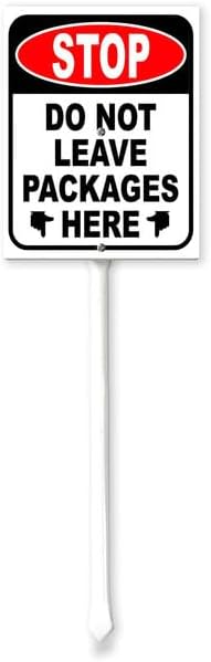 KPSheng Stop Do Not Leave Packages Here Yard Sign Rustproof Metal Sign & Stake Kit Decorations Outdoor Lawn Decor Yard Decorations 4.6x6inch