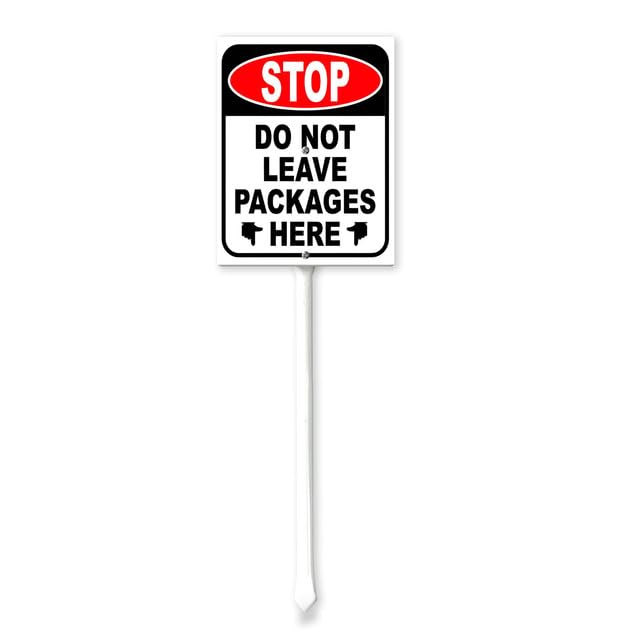 KPSheng Stop Do Not Leave Packages Here Yard Sign Rustproof Metal Sign & Stake Kit Decorations Outdoor Lawn Decor Yard Decorations 4.6x6inch