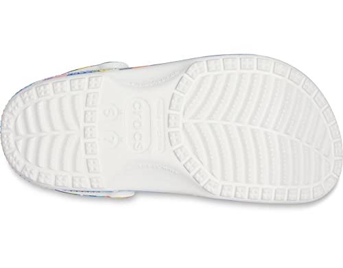 Image of Crocs Unisex-Adult Classic Graphic Clogs, White /Multi, 8 Men /10 Women