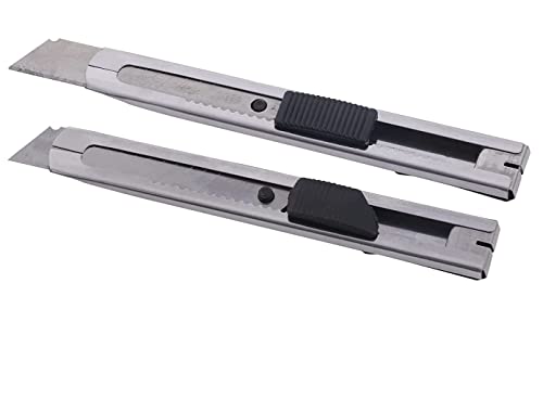 Image of Art Ranger 2pc Heavy Duty Stainless Steel 18mm Cutter Knife for Cutting Papers, Wallpapers, Cardboard, Vinyl, Tapes Etc Set With 10 replacement Blades