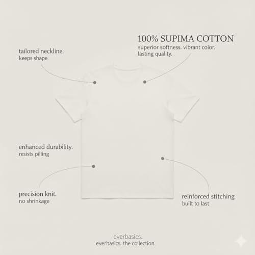 Image of Everbasics Supima Cotton Men's Crew Neck Classic T-Shirt, Regular Fit, Premium Soft Cotton Tee(100% Supima Cotton)