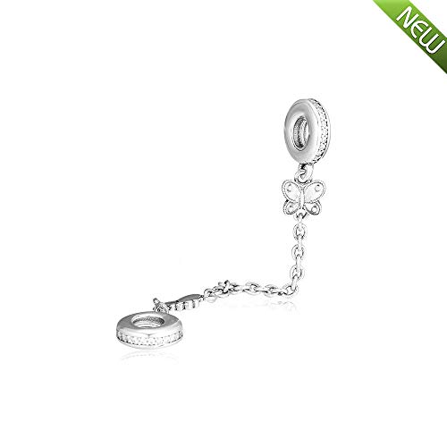 Plata 925 cadena de seguridad de mariposas de primavera para pulseras 3