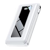 JKELAR Portable Charger Power Bank, 50000mAh Travel Camping Essential Battery Pack with Built-in Cables, PD 22.5W Fast Charging, Large Capacity Portable Phone Charger for iPhone, White