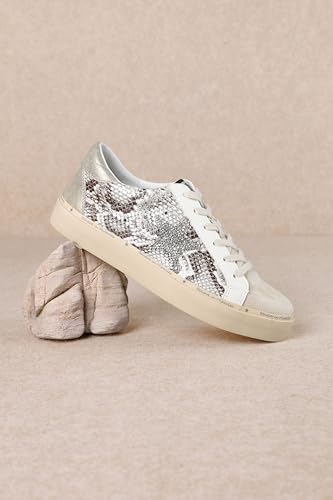 Image of Mi.iM Gaby Rubber Sole Lace-up Snake Print Suede Star Sneakers (Snake, US Footwear Size System, Adult, Women, Numeric, Medium, 11)