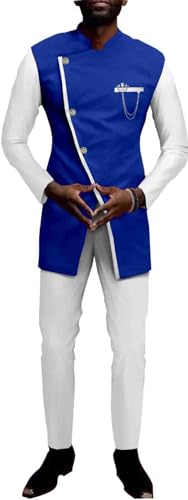Costume africain Dashiki pour homme avec ensemble chemise slim et pantalon