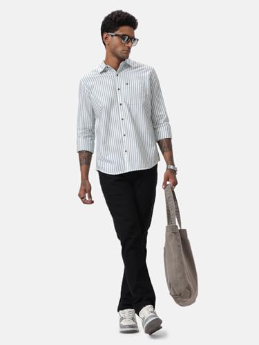 Image of WROGN Men's Cotton Shirt | Striped | Regular Fit